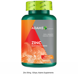 Adams Supplements, Zinc 50mg, 120cps - GREEN LIFE CYPRUS
