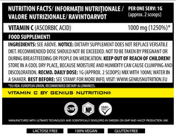 VITAMIN C 200g/serv, Genius Nutrition - GREEN LIFE CYPRUS