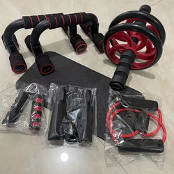 7pcs/set Complete Ab Workout Set With Push-up Stand, Ab Wheel, Mini Mat, Resistance Band, Jump Rope & Hand Gripper - GREEN LIFE CYPRUS