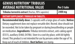 Tribulus 90tabs/30 Serv, Genius Nutrition - GREEN LIFE CYPRUS