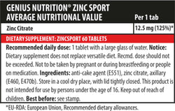Zinc Sport 60tabs, Genius Nutrition - GREEN LIFE CYPRUS